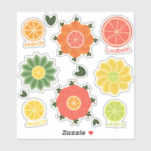 Zomer Citrus en Bloemen Custom-Cut Vinyl Sticker