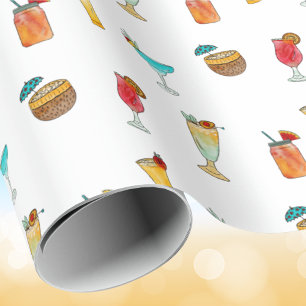 Zomer Cocktail Drinken Patroon Cadeaupapier