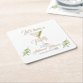 Zomer Cocktail Vrouw 50ste Verjaardagsfeest  Vierkante Kartonnen Onderzetter (Schuin)