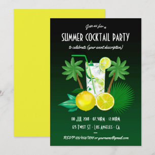 Zomer cocktails feestelijke uitnodiging voor elke
