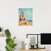 Zomer Curvy Vrouw Bikini Poster (Thuiskantoor)