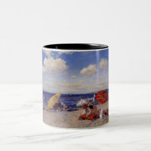 Zomer dag aan de zeekant (Strand Landschap) Tweekleurige Koffiemok