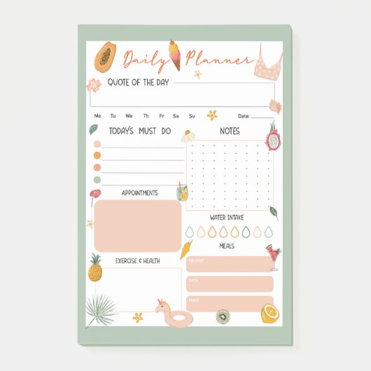 Zomer dagelijkse planner notitieblok post-it® notes (Voorkant)