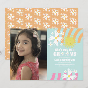 Zomer Daisy Bloem Retro Manier Twee Groovy Foto 