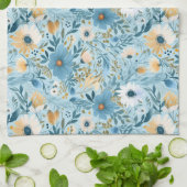 Zomer Daisy Design op blauw Theedoek (Gevouwen)
