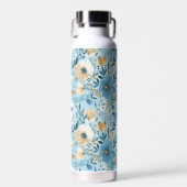 Zomer Daisy Design op blauw Waterfles (Voorkant)