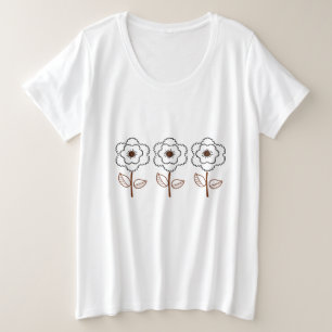 Zomer Dames Plusmaat Minimalistische Bloem Grote Maat T-shirt