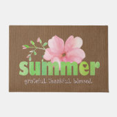 Zomer dankbaar dankbare gezegende roze groene bloe deurmat (Voorkant)