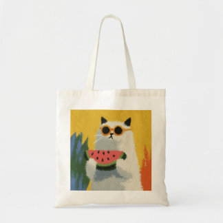 Zomer Dikke kat met zonnebril strandtas Tote Bag