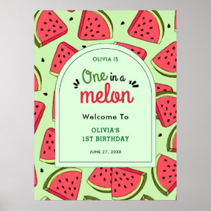 Zomer één in een meloen 1e verjaardag welkom poster