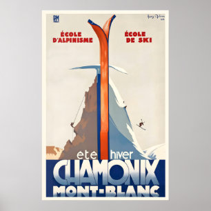 Zomer- en Wintersport Chamonix Mont Blanc Frankrij Poster