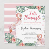 Zomer Flamingo Bachelorette Party Uitnodiging (Voorkant / Achterkant)