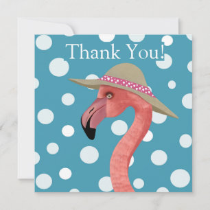 Zomer Flamingo Blauwe polka stippen dank u