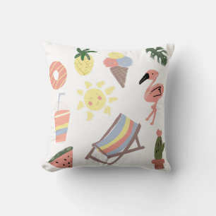 Zomer Flamingo Hand Getekende Doodles Kussen