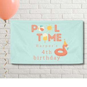 zomer flamingo ijslolly kids verjaardag zwembad fe spandoek
