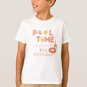 zomer flamingo ijslolly kids verjaardag zwembad fe t-shirt