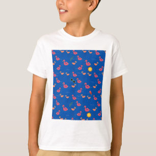 zomer flamingo strandfeest donkerblauw t-shirt