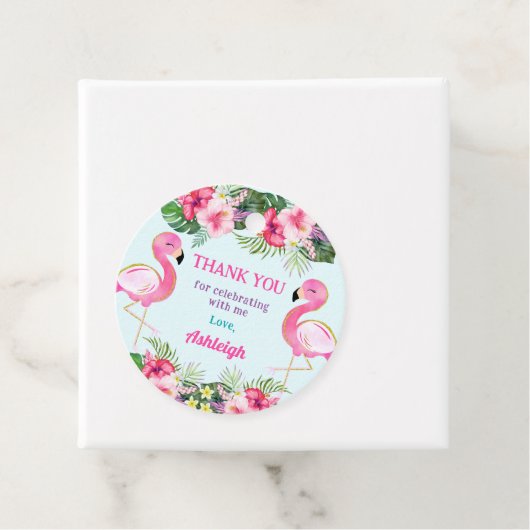 Zomer Flamingo Verjaardagsfeestje Dank u Bedankjes Labels (In situ)