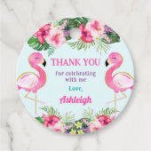 Zomer Flamingo Verjaardagsfeestje Dank u Bedankjes Labels (Voorkant)