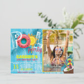 Zomer Foto Pool Party Verjaardag Kaart (Staand voorkant)