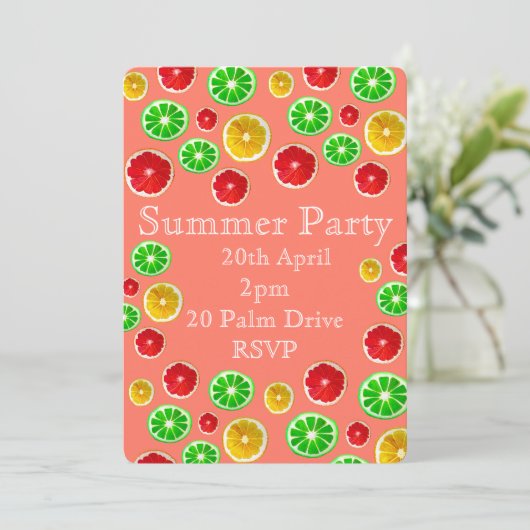 Zomer fruit picknick tuin feest viering kaart (Staand voorkant)