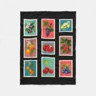Zomer Fruit Stempel Vintage Fruit Postzegel Fleece Deken