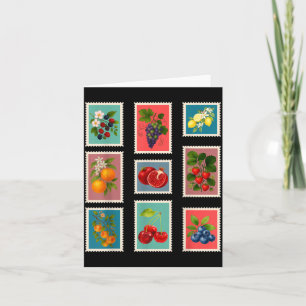 Zomer Fruit Stempel Vintage Fruit Postzegel Kaart