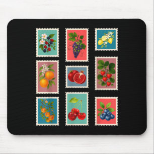 Zomer Fruit Stempel Vintage Fruit Postzegel Muismat