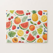 Zomer Fruitpatroon Stof | Tropische Watermeloen Legpuzzel (Horizontaal)