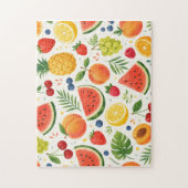 Zomer Fruitpatroon Stof | Tropische Watermeloen Legpuzzel (Verticaal)
