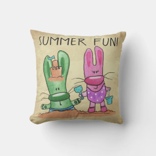 Zomer Fun-Bunnies op het strand Buitenkussen