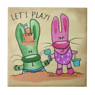 Zomer Fun-Bunnies op het strand Tegeltje