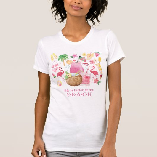 Zomer Fun Life is Beter op het strand T-shirt (Voorkant)