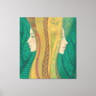 Zomer, Gaja, Bos Godin, fantasie surrealistische k Canvas Afdruk