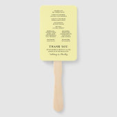 Zomer Geel Bloemenbruiloft Programma Handwaaier (Achterkant)