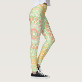 Zomer Geel en Groen Mandala Patroon Ontwerp Leggings