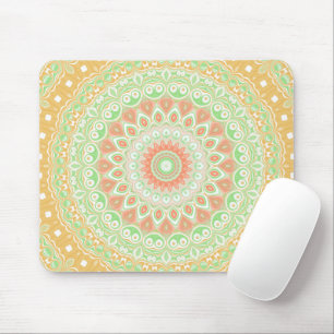 Zomer Geel en Groen Mandala Patroon Ontwerp Muismat