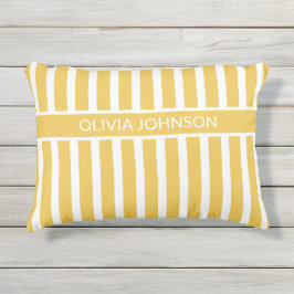 Zomer Geel Gestreepte  Naam Buitenkussen