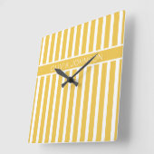 Zomer Geel Gestreepte Naam Vierkante Klok (Hoek)