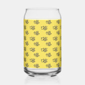 Zomer Gele Bee Doodles Monogrammed Blikvorm Glas (Achterkant)