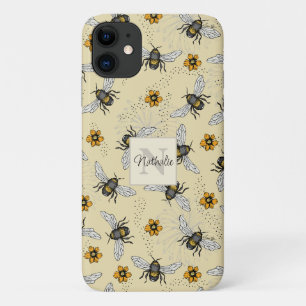 Zomer Gele Bijen Bloemen Patroon iPhone 11 Hoesje