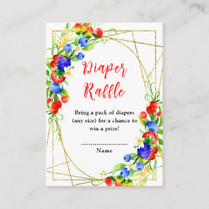 Zomer gemengde bessen baby shower luier raffle kaa informatiekaartje