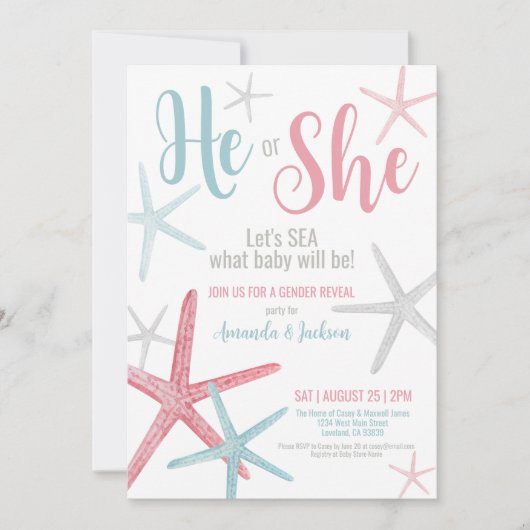 Zomer Gender Reveal Party Kaart (Voorkant)