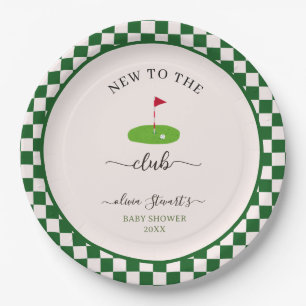Zomer geruite golf baby shower papieren bordje