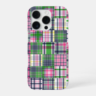 Zomer geruite roze Madras patchwork iPhone 16 Pro Hoesje