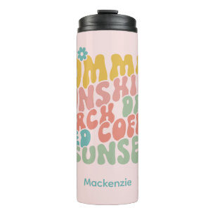 Zomer Gezegde Retro Beach Iced Coffee Zonsondergan Thermosbeker