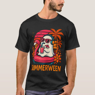 Zomer Ghost Halloween Zomer Flamingo Beach T-shirt