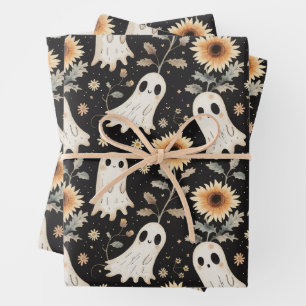 Zomer Goth Geesten en Zonnebloemen Griezelig Inpakpapier Vel