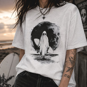 Zomer Goth Ghost Surfer Griezelfeest T-shirt