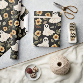 Zomer Gothic Geesten en Zonnebloemen Spooky Cadeaupapier